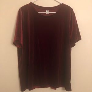 Red maroon velvet flowy tee